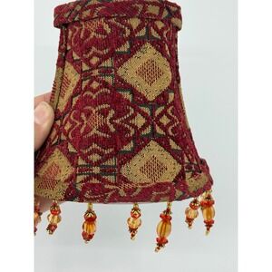 Jane Seymour St‎ Catherine's Court Red Gold Brocade Beaded Night Light Shade New